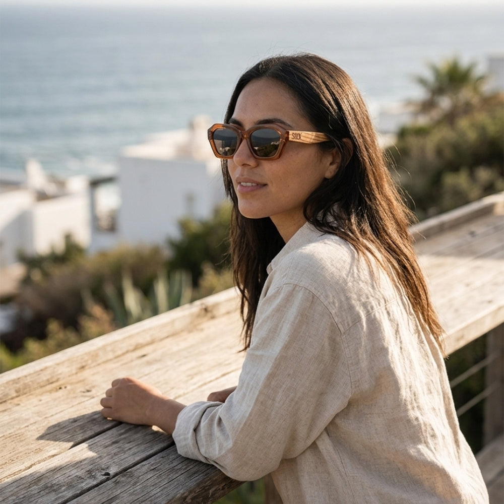 STRAY Coffee Bean l Sunglasses l Brown Lens l Walnut Wood Arms - Soek Fashion Eyewear Europe