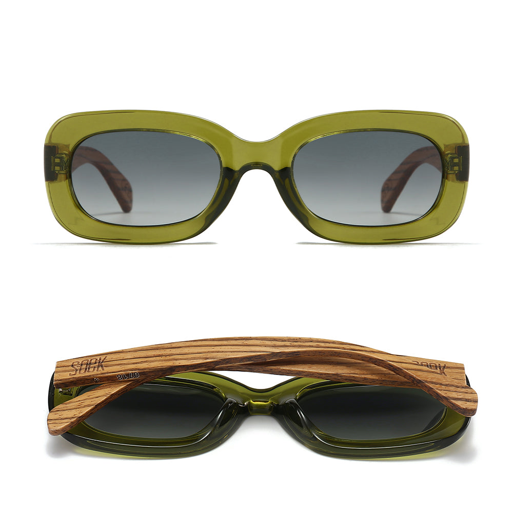 VIBE MOSS l Khaki Green Frame l Black Polarised Lens l White Maple Arms - Soek Fashion Eyewear Australia