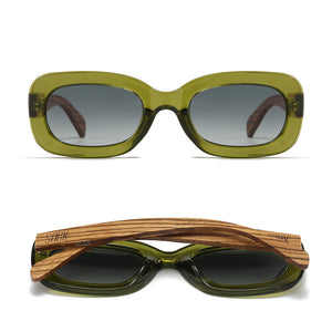 VIBE MOSS l Khaki Green Frame l Black Polarised Lens l White Maple Arms - Soek Fashion Eyewear Australia