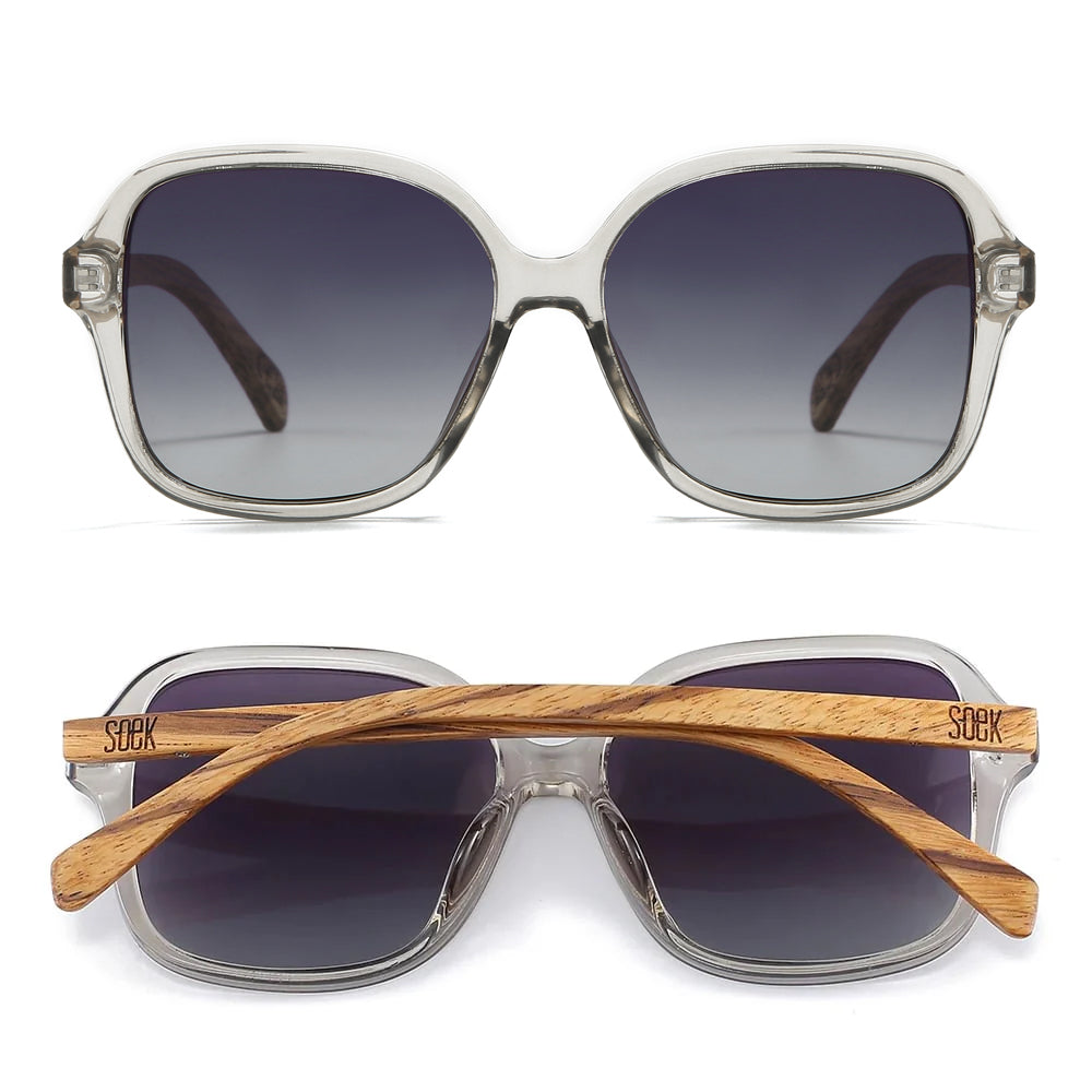 SCARLETT GREY MIST Grey Lens l Walnut Wood Arms - Soek Fashion Eyewear Australia