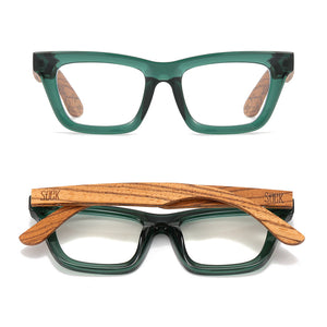 SYDNEY BOTTLE GREEN l Wooden Magnifying Reader - Soek Fashion Eyewear Europe