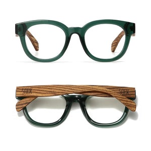 ALIVE BOTTLE GREEN l Wooden Magnifying Reader - Soek Fashion Eyewear Europe
