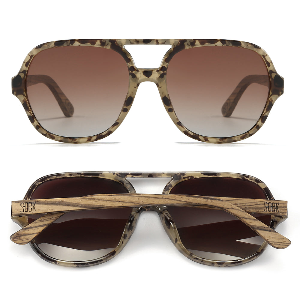 BILLY OPAL TORT l Brown Gradient Lens l Walnut Wood Arms - Soek Fashion Eyewear Australia