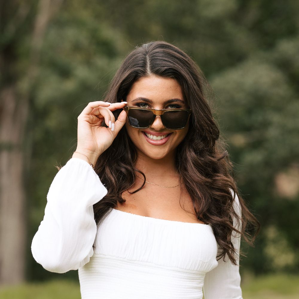 DALTON KHAKI l Polarised Black Lens l Walnut Wooden Arms - Soek Fashion Eyewear Australia