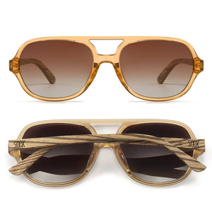 BILLY CLEAR BROWN  Brown Gradient Lens l Walnut Wood Arms - Soek Fashion Eyewear Europe