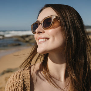 QUEST WHISKEY l Sunglasses l Polarised Lens l Walnut Arms - Soek Fashion Eyewear Australia