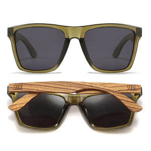 DALTON KHAKI l Polarised Black Lens l Walnut Wooden Arms - Soek Fashion Eyewear Australia