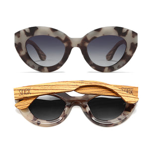 STEVIE IVORY TORT l Black Polarised Lens l Walnut Arms - Soek Fashion Eyewear Australia