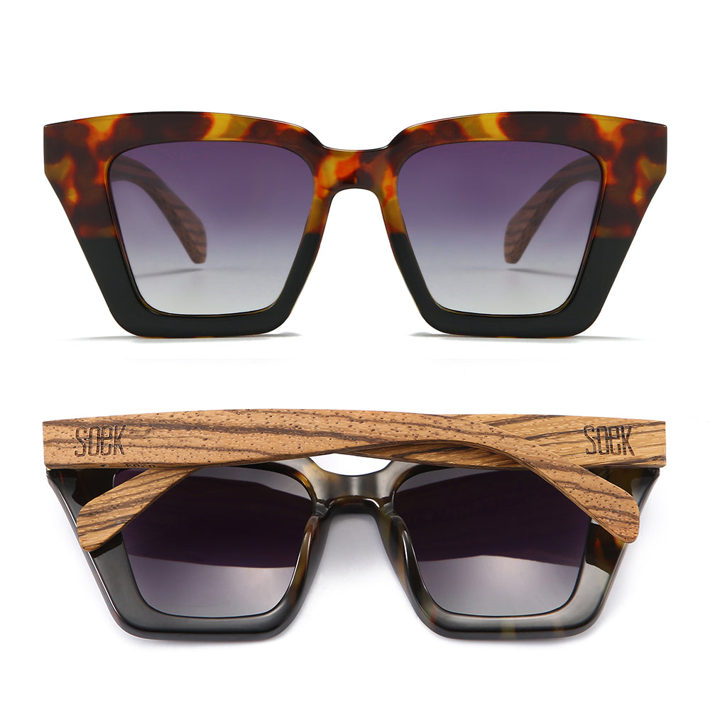 ICON BLACK TOFFEE l Black Graduated Lens l Walnut Arms - Soek Fashion Eyewear Australia