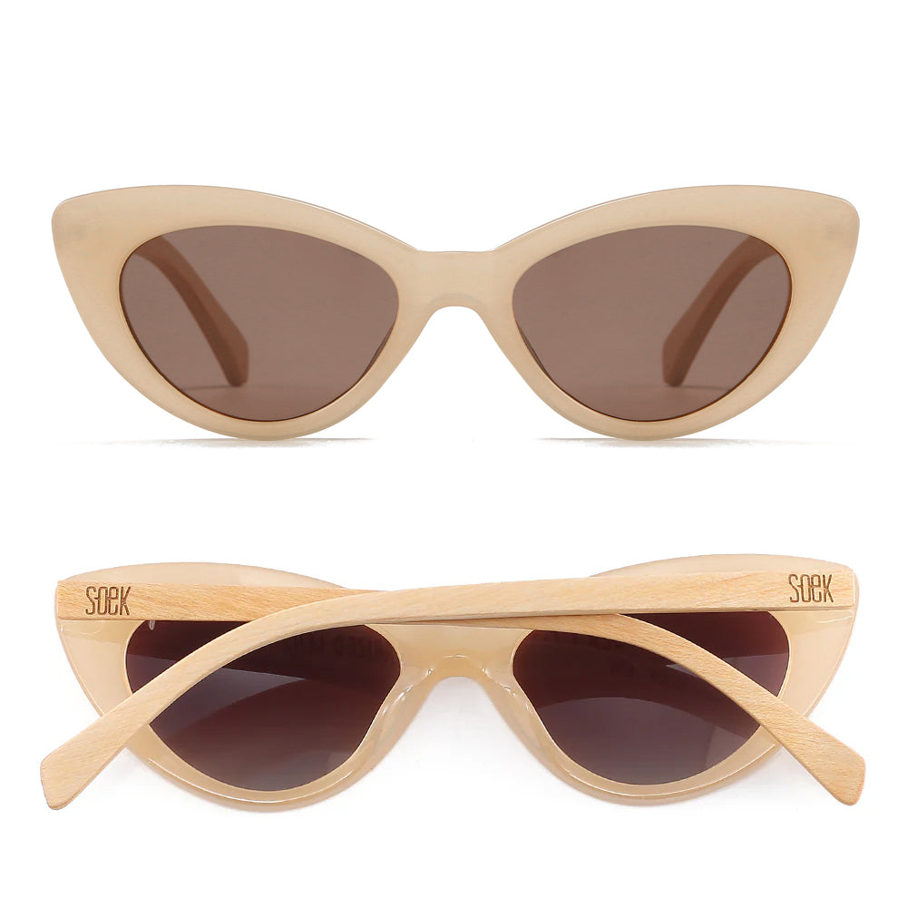 SAVANNAH NUDE Brown Gradient Lens l White Maple Arms - Soek Fashion Eyewear Australia