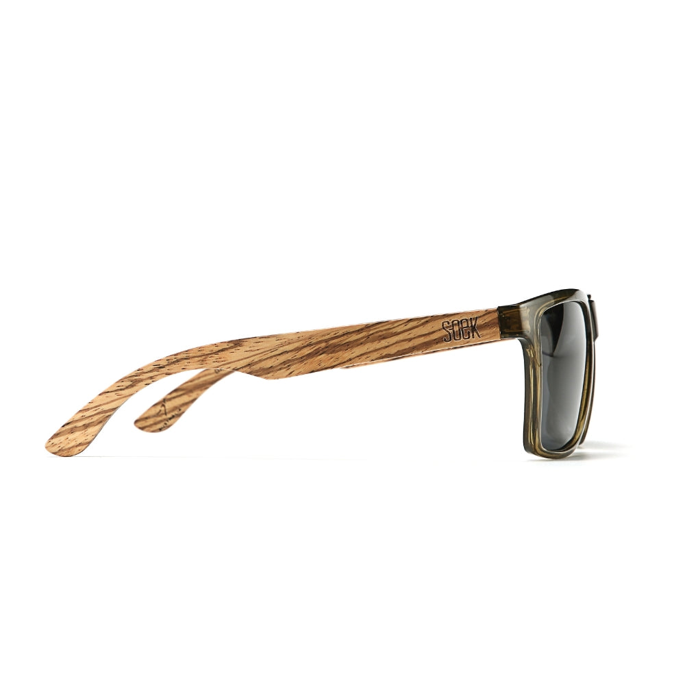 DALTON KHAKI l Polarised Black Lens l Walnut Wooden Arms - Soek Fashion Eyewear Australia
