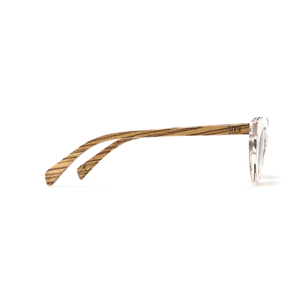 SAVANNAH BLUSH PINK Clear Pink l  Walnut Wood Arms - Soek Fashion Eyewear Europe