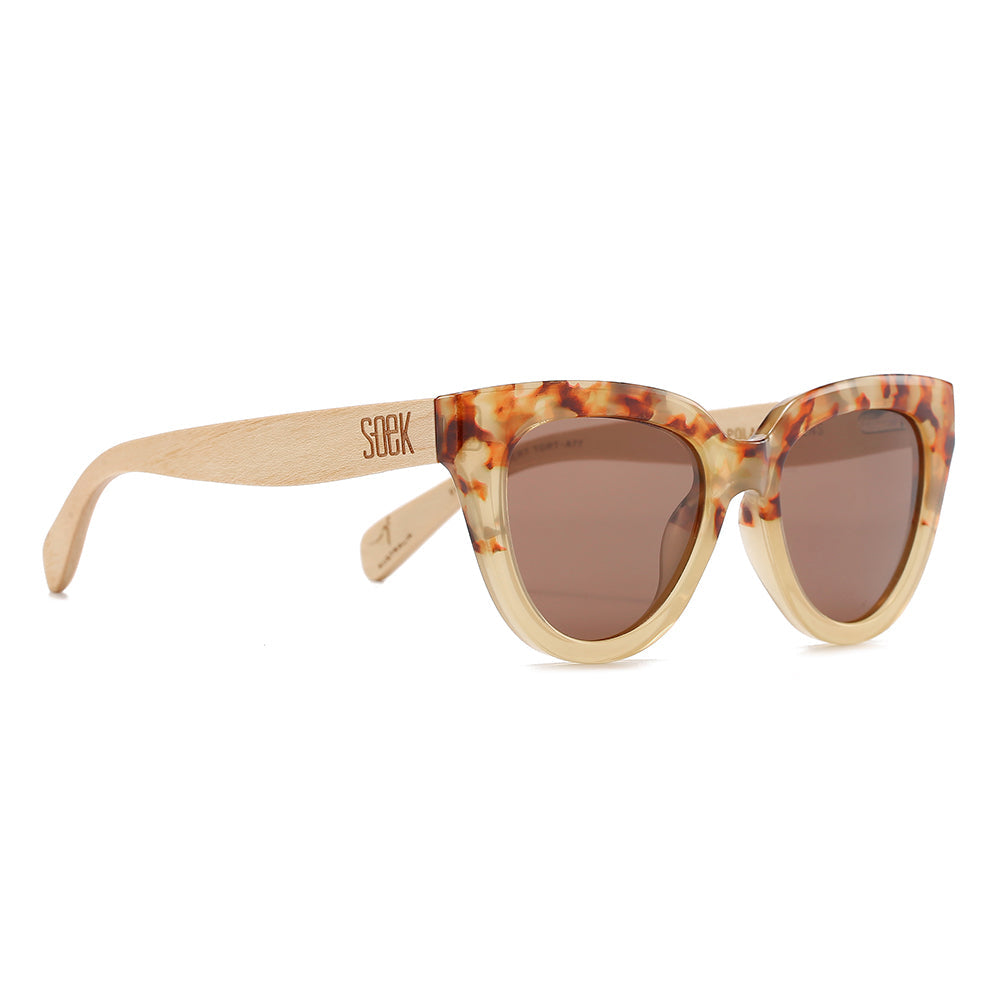 FLUTTER Desert Tort l Sunglasses l Brown Lens l White Maple Arms - Soek Fashion Eyewear Europe