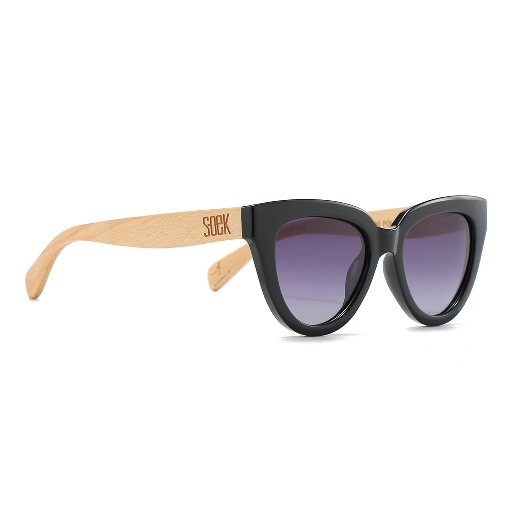 FLUTTER Storm l Sunglasses l Black Lens l White Maple Arms - Soek Fashion Eyewear Australia