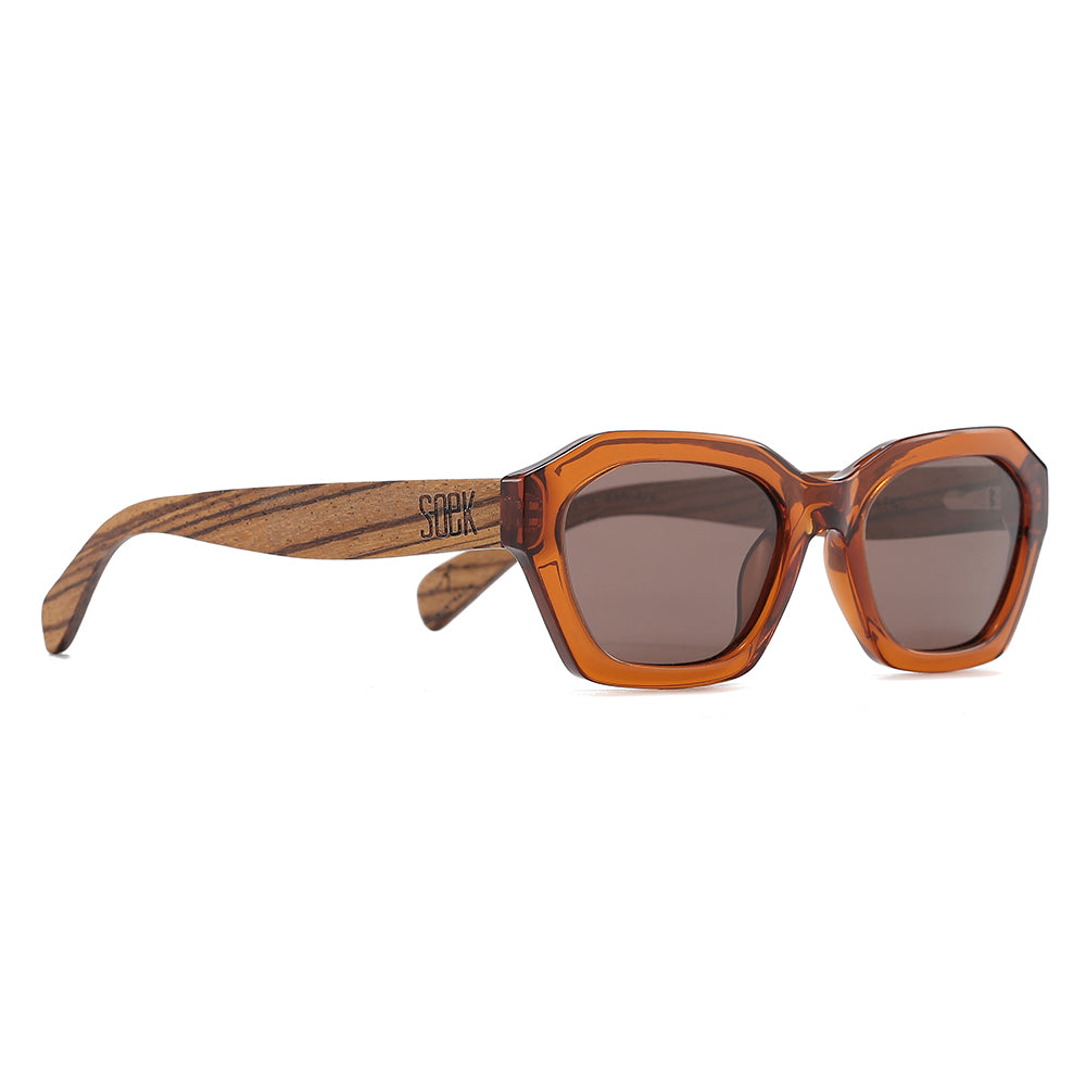 STRAY Coffee Bean l Sunglasses l Brown Lens l Walnut Wood Arms - Soek Fashion Eyewear Australia