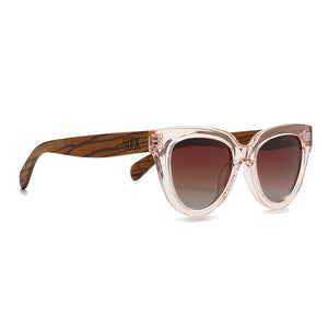 FLUTTER Blush l Sunglasses l Brown Lens l Walnut Wood Arms - Soek Fashion Eyewear Australia