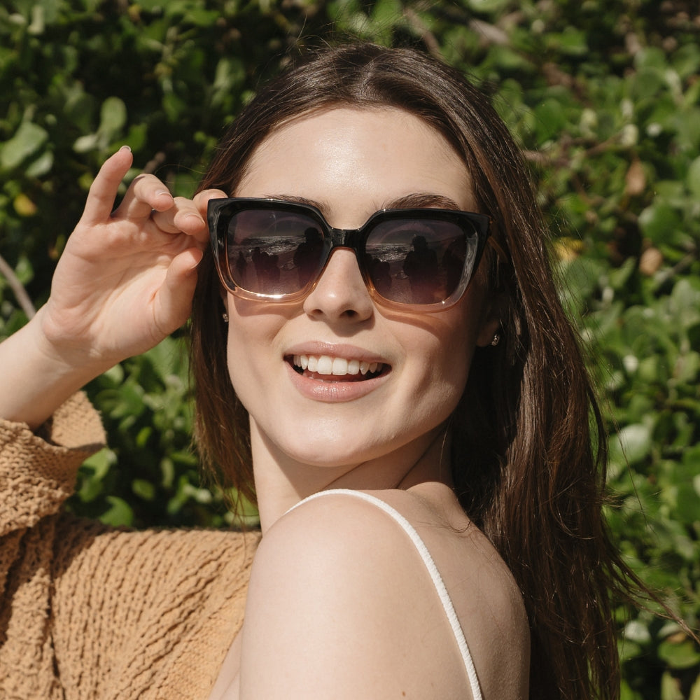 *NEW* SOLUNA OMBRE l Sunglasses l Black Polarised Lens l Walnut Maple Arm - Soek Fashion Eyewear Australia