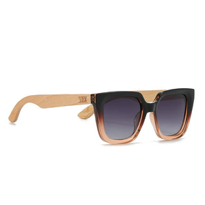 *NEW* SOLUNA OMBRE l Sunglasses l Black Polarised Lens l Walnut Maple Arm - Soek Fashion Eyewear Australia