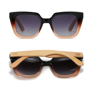 *NEW* SOLUNA OMBRE l Sunglasses l Black Polarised Lens l Walnut Maple Arm - Soek Fashion Eyewear Australia