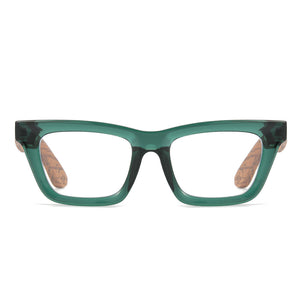 SYDNEY BOTTLE GREEN l Wooden Magnifying Reader - Soek Fashion Eyewear Europe
