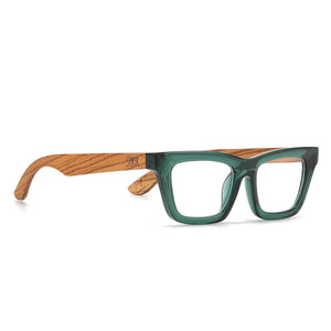 SYDNEY BOTTLE GREEN l Wooden Magnifying Reader - Soek Fashion Eyewear Europe