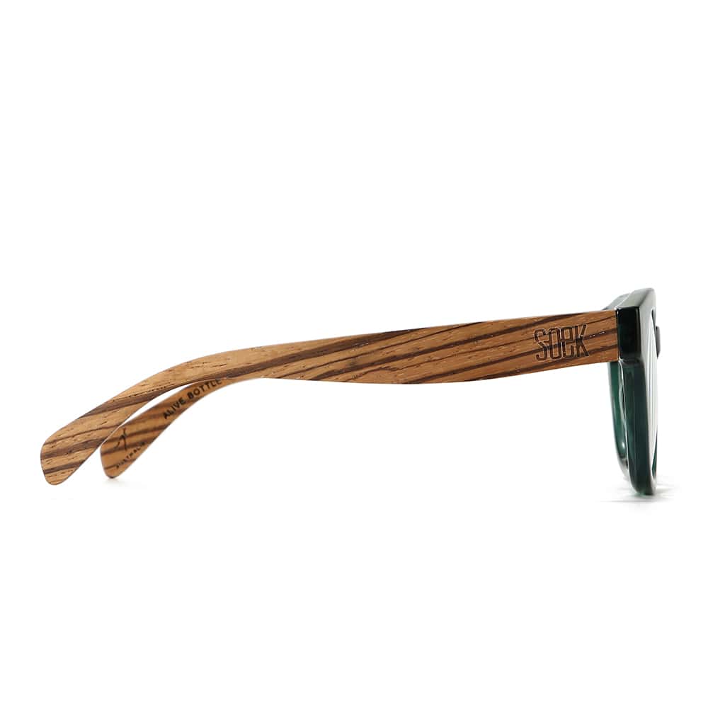 ALIVE BOTTLE GREEN l Wooden Magnifying Reader - Soek Fashion Eyewear Europe