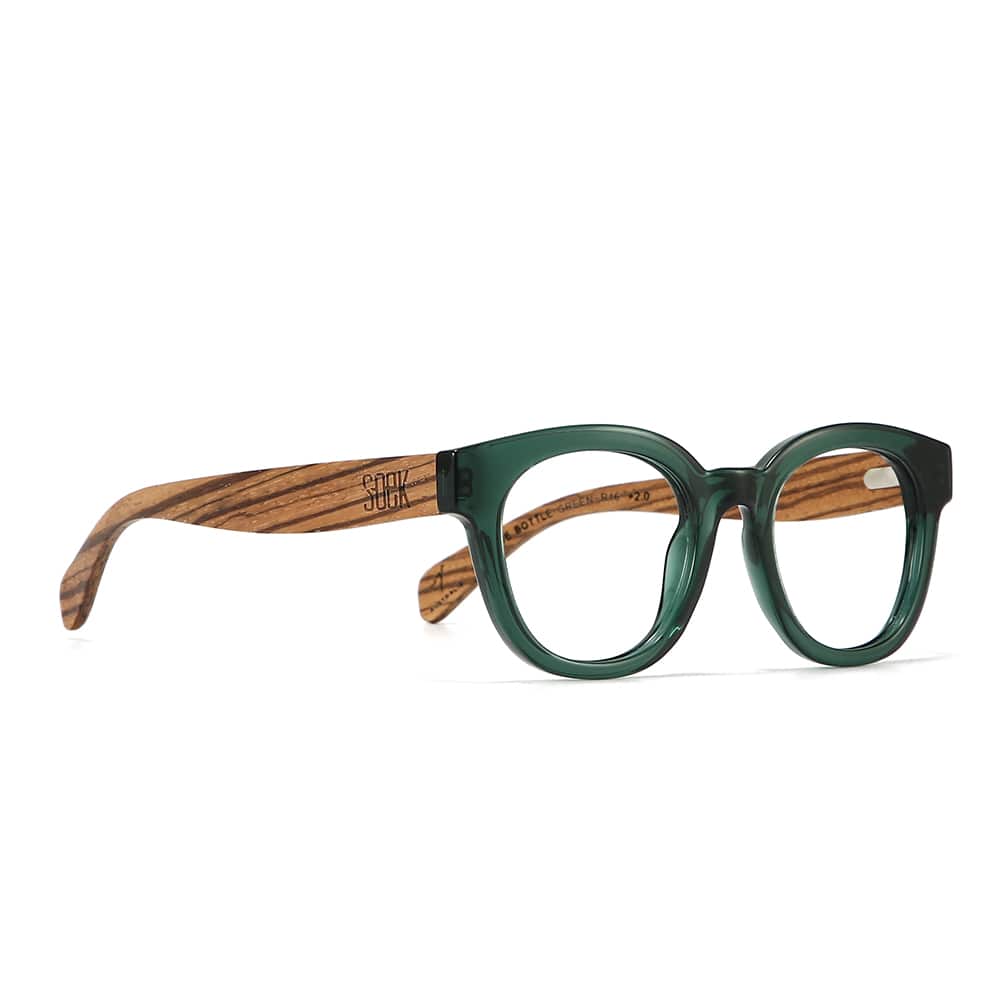 ALIVE BOTTLE GREEN l Wooden Magnifying Reader - Soek Fashion Eyewear Europe