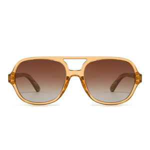 BILLY CLEAR BROWN  Brown Gradient Lens l Walnut Wood Arms - Soek Fashion Eyewear Europe