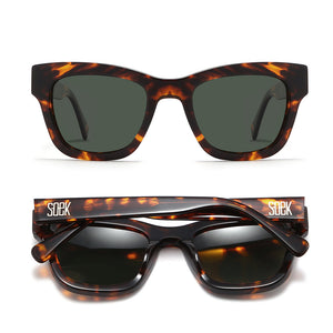 COLLIDE TORT - Bio Acetate Tortoise Frame l Khaki  Polarised Lens - Soek Fashion Eyewear Europe