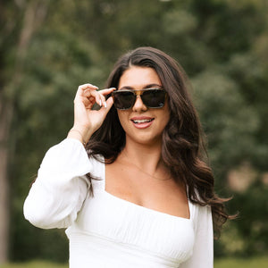 DALTON KHAKI l Polarised Black Lens l Walnut Wooden Arms - Soek Fashion Eyewear Australia