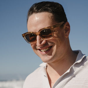 ZAHRA CHAMPAGNE l Brown Polarised Lens l Walnut Arms - Soek Fashion Eyewear Australia