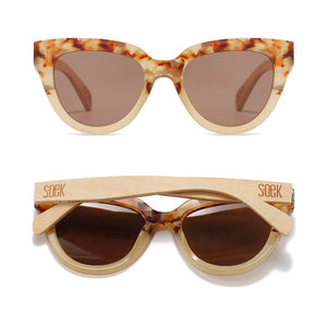 FLUTTER Desert Tort l Sunglasses l Brown Lens l White Maple Arms - Soek Fashion Eyewear Europe