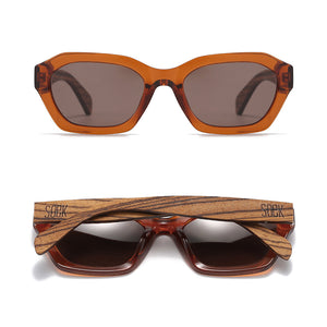 STRAY Coffee Bean l Sunglasses l Brown Lens l Walnut Wood Arms - Soek Fashion Eyewear Australia
