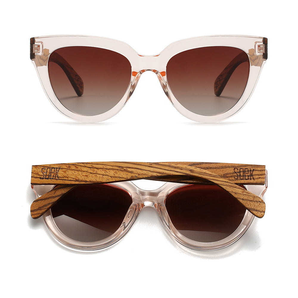 FLUTTER Blush l Sunglasses l Brown Lens l Walnut Wood Arms - Soek Fashion Eyewear Australia