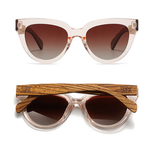FLUTTER Blush l Sunglasses l Brown Lens l Walnut Wood Arms - Soek Fashion Eyewear Australia