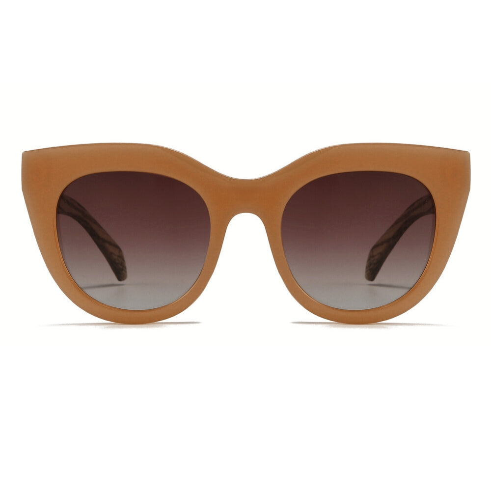 MILLA CARAMEL Brown Gradient Lens l Walnut Arms - Soek Fashion Eyewear Australia