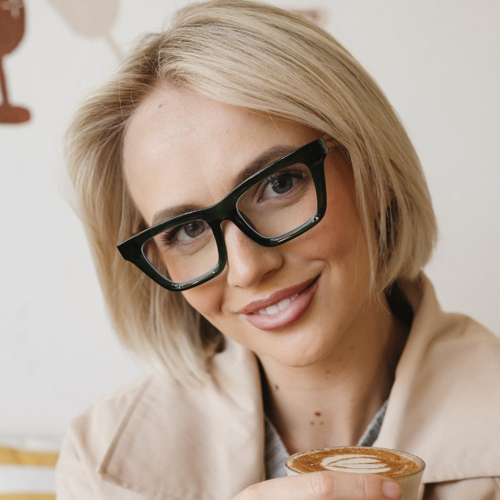 SYDNEY BOTTLE GREEN l Wooden Magnifying Reader - Soek Fashion Eyewear Europe