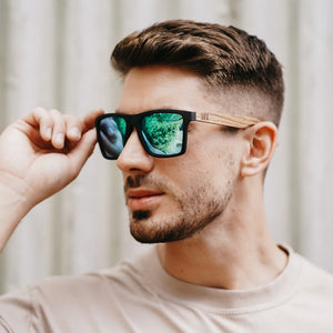 FORRESTERS l Blue Reflective Lens l Walnut Arms - Soek Fashion Eyewear Europe
