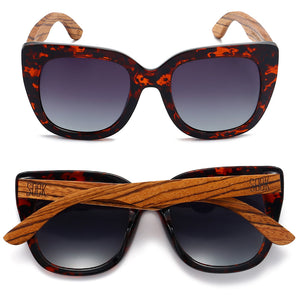RIVIERA TORTOISE  Black Graduated Lens l Walnut Arms - Soek Fashion Eyewear Europe