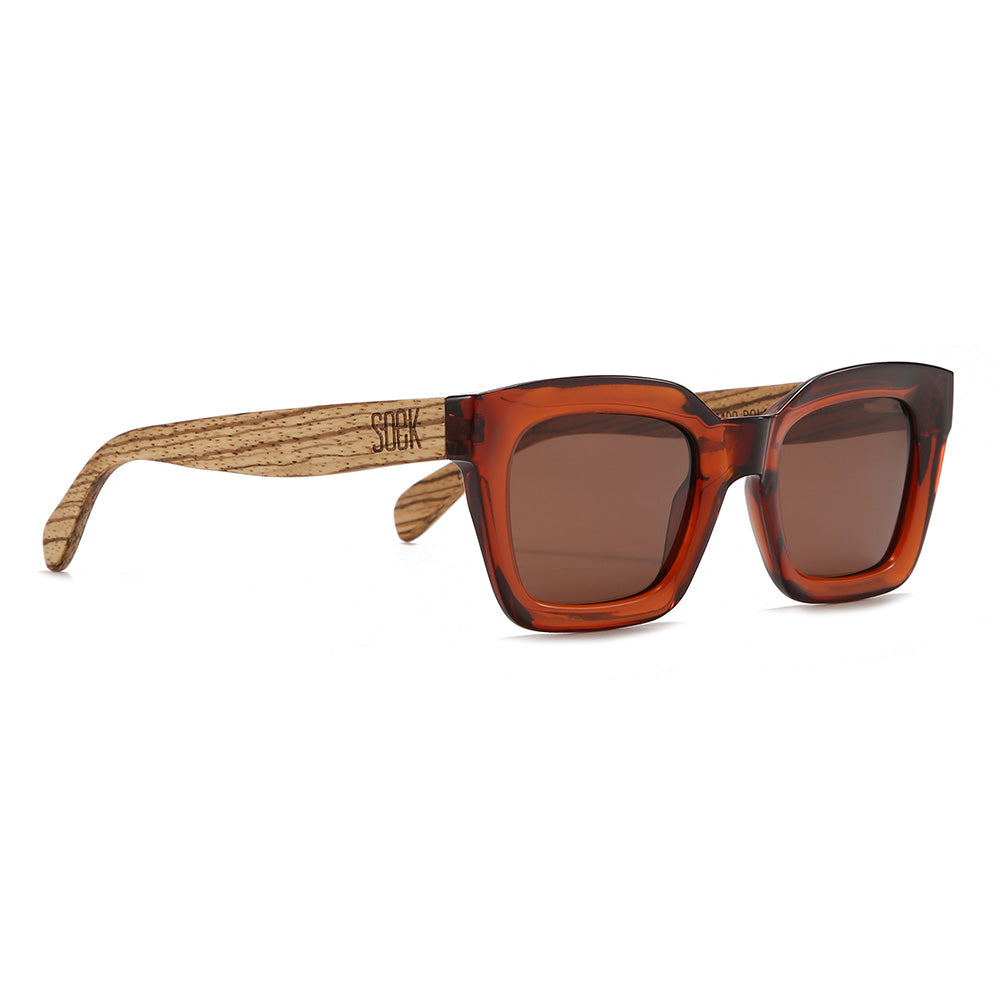 ZAHRA AUBURN l Smoky Polarised Lens l Walnut Arms - Soek Fashion Eyewear Europe