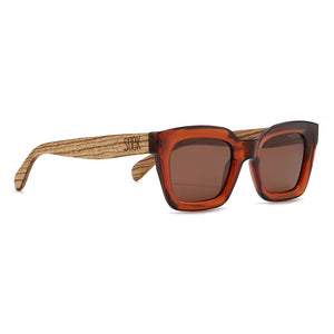 ZAHRA AUBURN l Smoky Polarised Lens l Walnut Arms - Soek Fashion Eyewear Europe