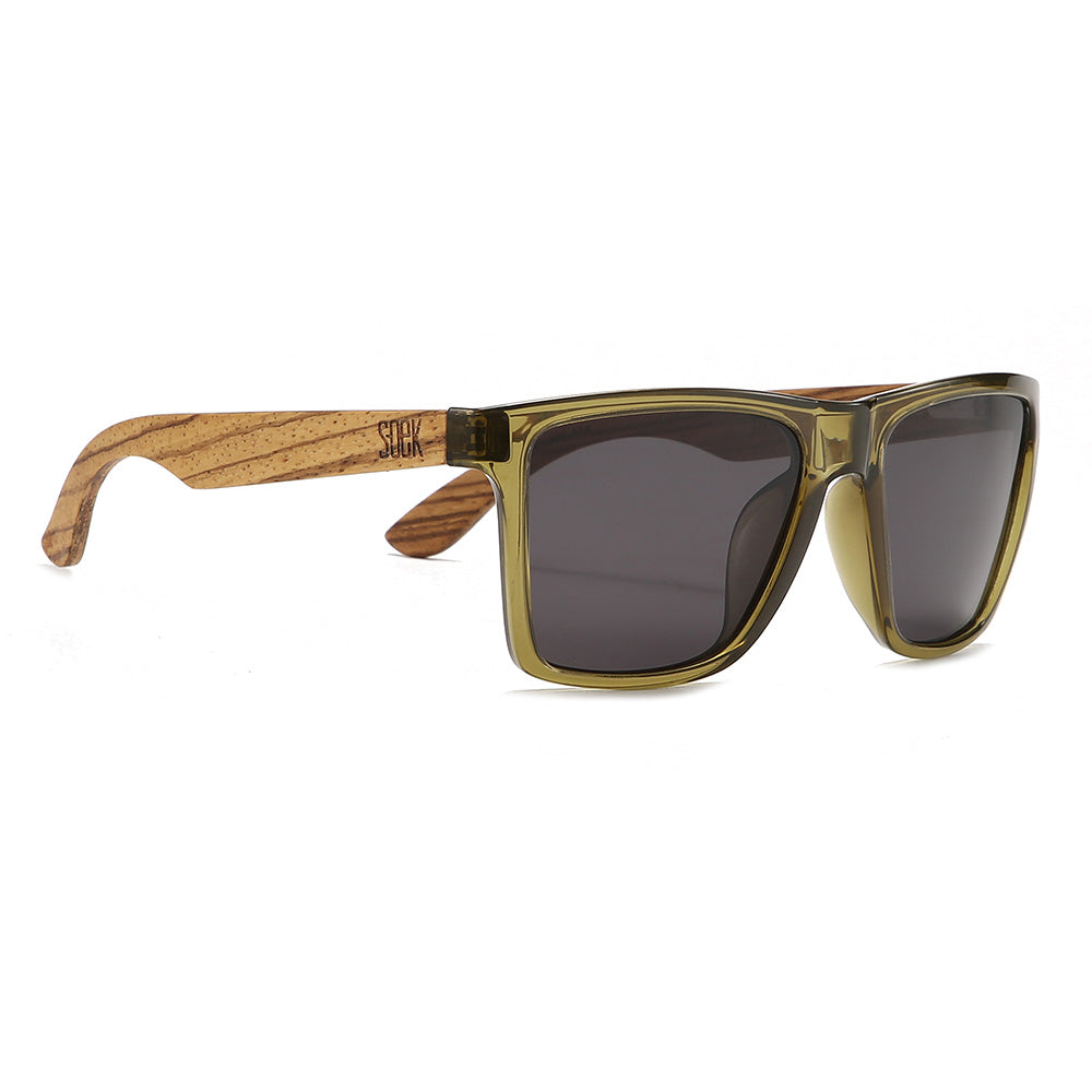 DALTON KHAKI l Polarised Black Lens l Walnut Wooden Arms - Soek Fashion Eyewear Australia