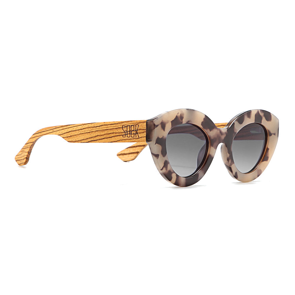 STEVIE IVORY TORT l Black Polarised Lens l Walnut Arms - Soek Fashion Eyewear Australia