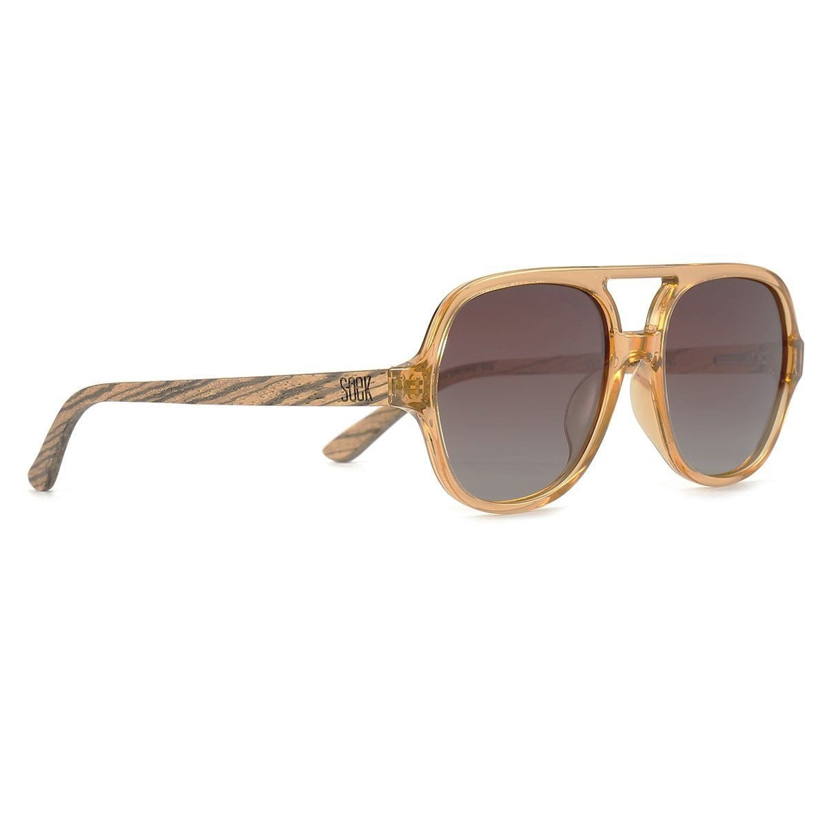 BILLY CLEAR BROWN  Brown Gradient Lens l Walnut Wood Arms - Soek Fashion Eyewear Europe