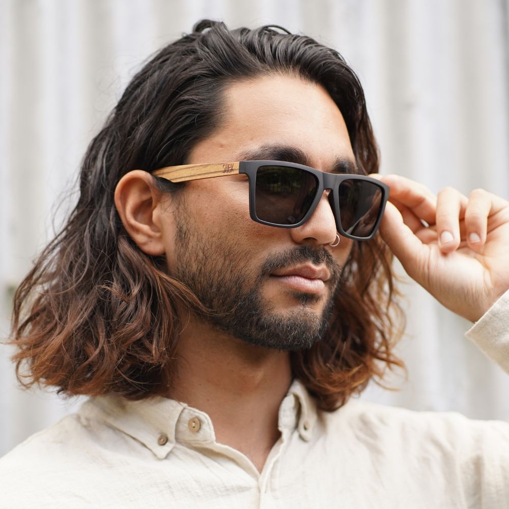 DALTON  Black Sunglasses l Black Lens l Walnut Arms - Soek Fashion Eyewear Australia