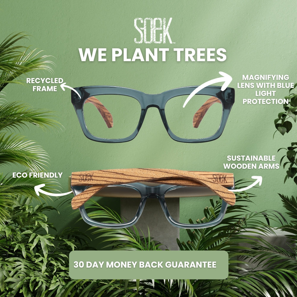 FLUTTER BLUSH l Walnut Arms l Blue Light Blocking Magnifying - Soek Fashion Eyewear Australia
