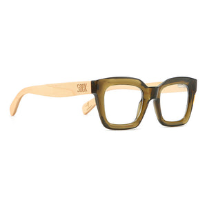 ZAHRA KHAKI l Wooden Blue Light Magnifying Reader - Soek Fashion Eyewear Europe
