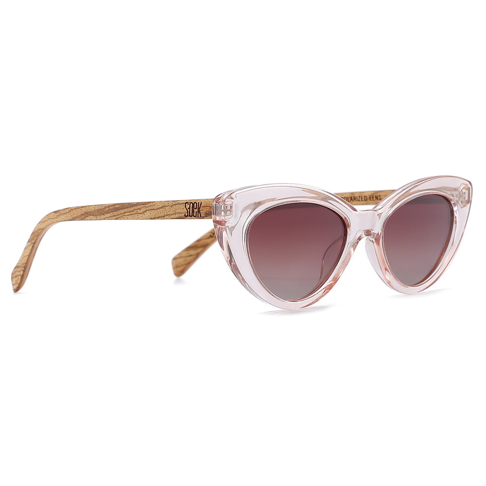 SAVANNAH BLUSH PINK Clear Pink l  Walnut Wood Arms - Soek Fashion Eyewear Europe