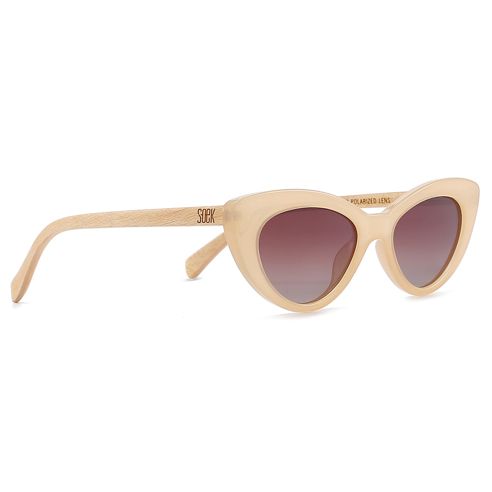 SAVANNAH NUDE Brown Gradient Lens l White Maple Arms - Soek Fashion Eyewear Europe