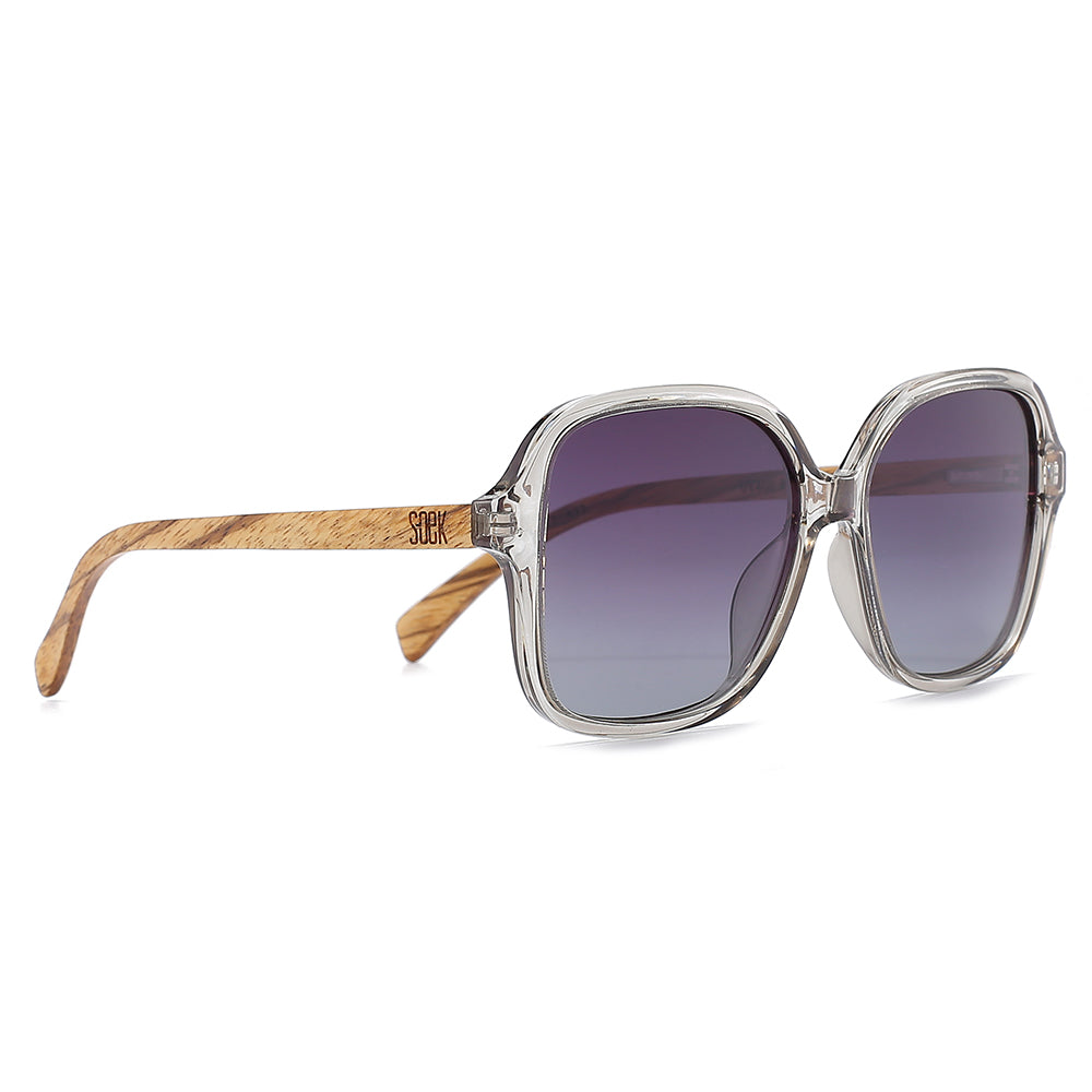 SCARLETT GREY MIST Grey Lens l Walnut Wood Arms - Soek Fashion Eyewear Europe